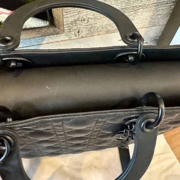 Christian Dior Ultra Matte Lady Dior Bag Cannage Quilt Calfskin Large Black - Picture 12 of 15